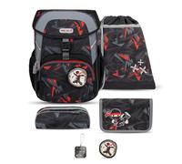 Belmil Maxi Schulranzen-Set 5-teilig Ninja Game mit Brustgurt, Magnetverschluss, Patch 1 Stück Ninja Game Schulranzen Set