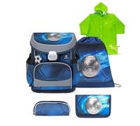 Belmil Mini-Fit Schulranzen Set 5 - teilig mit Regenponcho (405-33/AG/S/RP) (Football 4)