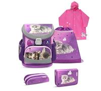 Belmil Mini-Fit Schulranzen Set 5 - teilig mit Regenponcho (405-33/AG/S/RP) (Little Caty)