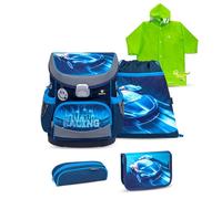 Belmil Mini-Fit Schulranzen Set 5 - teilig mit Regenponcho (405-33/AG/S/RP) (Racing Blue Neon)