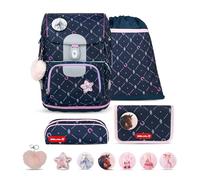 Belmil Motion ergonomisches Schulranzen Set 5-teilig aus recyceltem Material mit Brustgurt, Hüftgurt, Magnetverschluss, Patch Set 6 Stück (405-74/AG/S) (Midnight Gallop)