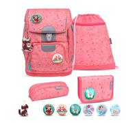 Belmil Motion ergonomisches Schulranzen Set 5-teilig aus recyceltem Material mit Brustgurt, Hüftgurt, Magnetverschluss, Patch Set 6 Stück (405-74/AG/S) (Blue Bird 2025)