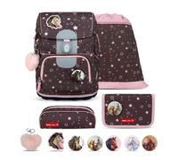 Belmil Motion ergonomisches Schulranzen Set 5-teilig aus recyceltem Material mit Brustgurt, Hüftgurt, Magnetverschluss, Patch Set 6 Stück (405-74/AG/S) (Blue Bird 2025)
