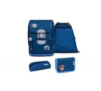 Belmil Motion ergonomisches Schulranzen Set 5-teilig aus recyceltem Material mit Brustgurt, Hüftgurt, Magnetverschluss, Patch Set 6 Stück (405-74/AG/S) (Blue Motion 2025)