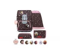 Belmil Motion Schulranzen Set 5-teilig Champion Horse mit Brustgurt, Hüftgurt, Magnetverschluss, Patch Set 6 Stück Champion Horse Schulranzen Set