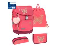 Belmil Premium Comfy Plus ergonomisches Schulranzen Set 5 - teilig, für kleine Kinder/Erstklässler - STAEDTLER, Brustgurt, Hüftgurt, Magnetverschluss (405-73/P/S) (Coral)