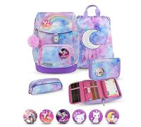 Belmil Premium Comfy Plus ergonomisches Schulranzen Set 5 - teilig, für kleine Kinder/Erstklässler - STAEDTLER, Brustgurt, Hüftgurt, Magnetverschluss (405-73/P/S) (Moonlight)