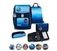 Belmil Premium Comfy Plus ergonomisches Schulranzen Set 5 - teilig, für kleine Kinder/Erstklässler - STAEDTLER, Brustgurt, Hüftgurt, Magnetverschluss (405-73/P/S) (Blue Navy)