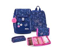 Belmil Premium Comfy Plus ergonomisches Schulranzen Set 5 - teilig, für kleine Kinder/Erstklässler - STAEDTLER, Brustgurt, Hüftgurt, Magnetverschluss (405-73/P/S) (Sapphire)