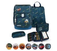 Belmil Premium Comfy Plus Schulranzen Set 6 teilig mit STABILO Stiften und GRATIS Patch Set 405-73/P/S/P (Orion Blue)