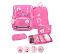 Belmil Premium Compact Plus ergonomisches Schulranzen Set 5 - teilig, AGR, Brustgurt, Hüftgurt, Magnetverschluss (405-41/P/S) (Candy 2)