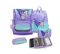 Belmil Premium Compact Plus ergonomisches Schulranzen Set 5 - teilig, AGR, Brustgurt, Hüftgurt, Magnetverschluss (405-41/P/S) (Serenity)