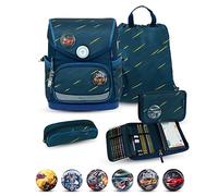 Belmil Premium Compact Plus ergonomisches Schulranzen Set 5 - teilig, AGR, Brustgurt, Hüftgurt, Magnetverschluss (405-41/P/S) (Orion Blue)