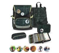 Belmil Premium Compact Plus ergonomisches Schulranzen Set 5 - teilig, AGR, Brustgurt, Hüftgurt, Magnetverschluss (405-41/P/S) (Grey Stone)