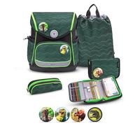 Belmil Premium Compact Plus ergonomisches Schulranzen Set 5 - teilig, AGR, Brustgurt, Hüftgurt, Magnetverschluss (405-41/P/S) (Twist of Lime 2)