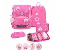 Belmil Premium Compact Plus ergonomisches Schulranzen Set 5 - teilig, AGR, Brustgurt, Hüftgurt, Magnetverschluss (405-41/P/S) (Candy 2)