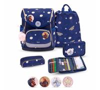 Belmil Premium Compact Plus ergonomisches Schulranzen Set 5 - teilig, AGR, Brustgurt, Hüftgurt, Magnetverschluss (405-41/P/S) (Daisy 2)
