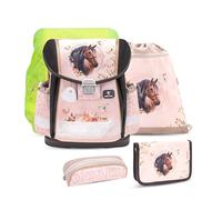 Belmil Schulranzen Set 403-13/AG/S/R 5 - teilig ergonomischer Schulranzen Set mit Regenschutz 1. klasse 2. klasse 3. klasse - Super Leicht 930-990 g/Grundschule (Horse Chestnut 2)