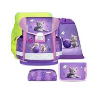 Belmil Schulranzen Set 403-13/AG/S/R 5 - teilig ergonomischer Schulranzen Set mit Regenschutz 1. klasse 2. klasse 3. klasse - Super Leicht 930-990 g/Grundschule (Little Kittens)