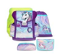 Belmil Schulranzen Set 403-13/AG/S/R 5 - teilig ergonomischer Schulranzen Set mit Regenschutz 1. klasse 2. klasse 3. klasse - Super Leicht 930-990 g/Grundschule (Unicorn Dream)