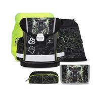 Belmil Schulranzen Set 403-13/AG/S/R 5 - teilig ergonomischer Schulranzen Set mit Regenschutz 1. klasse 2. klasse 3. klasse - Super Leicht 930-990 g/Grundschule (Black Panther 2)