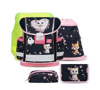 Belmil Schulranzen Set 403-13/AG/S/R 5 - teilig ergonomischer Schulranzen Set mit Regenschutz 1. klasse 2. klasse 3. klasse - Super Leicht 930-990 g/Grundschule (Cute Kitten 2)