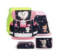 Belmil Schulranzen Set 403-13/AG/S/R 5 - teilig ergonomischer Schulranzen Set mit Regenschutz 1. klasse 2. klasse 3. klasse - Super Leicht 930-990 g/Grundschule (Cute Kitten Pinky)