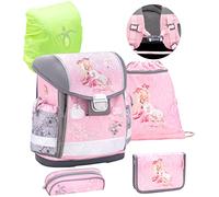 Belmil Schulranzen Set 5 - teilig ergonomischer Schulranzen Set mit Regenschutz 1. klasse 2. klasse 3. klasse - Super Leicht 930-990 g/Grundschule (Ballerina)