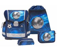 Belmil Schulranzen Set 5 - teilig ergonomischer Schulranzen Set mit Regenschutz 1. klasse 2. klasse 3. klasse - Super Leicht 930-990 g/Grundschule (Football 4)