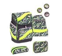 BELMIL® Schulranzen-Set Smarty Dinosaurs Neon Kunstfaser grün