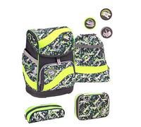 BELMIL® Schulranzen-Set Smarty Dinosaurs Neon Kunstfaser grün