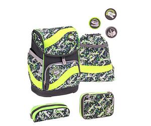 BELMIL® Schulranzen-Set Smarty Dinosaurs Neon Kunstfaser grün Set