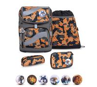 Belmil Smarty ergonomisches Schulranzen Set 5-teilig "Orange Camouflage" mit Brust