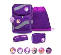 Belmil Smarty ergonomisches Schulranzen Set 5-teilig "Purple Sky" mit Brustgurt,