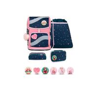 Belmil Smarty Schulranzen Set 5-teilig ""In Love With Hearts"" mit Brustgurt Hüftgurt Magnetverschluss Patch Set 6 Stück In Love With Hearts
