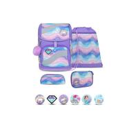 Belmil Smarty Schulranzen Set 5-teilig ""Rainbow Land"" mit Brustgurt Hüftgurt Magnetverschluss Patch Set 6 Stück Rainbow Land