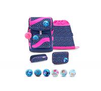 Belmil Smarty Schulranzen Set 5-teilig Starlight mit Brustgurt, Hüftgurt, Magnetverschluss, Patch Set 6 Stück Starlight Schulranzen Set
