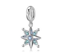 Belons 925 Sterling Silber Stern Anhänger für Armbänder und Halsketten, Sternchen Beads Charms Anhänger mit Zirkonia DIY Schmuckstück für Damen Mädchen Kinder