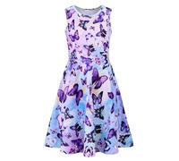 Belovecol 3D Kleid für Kinder Lila Kleider Sommerkleid Kinder Kleid Schmetterlings 6-7 Jahre
