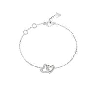 GUESS Beloved 15mm Heart Links Bracelet S Rhodium