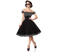 Belsira Schulterfreies Swing-Kleid Damen-Kleid knielang - schwarz weiß L