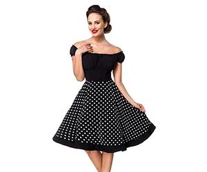 Belsira Schulterfreies Swing-Kleid Frauen Mittellanges Kleid schwarz/wei? M