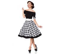 Belsira Schulterfreies Swing-Kleid Damen-Kleid knielang - schwarz weiß XL