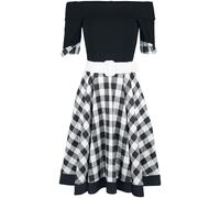 Belsira Schulterfreies Swing-Kleid Mittellanges Kleid schwarz weiß in XXL
