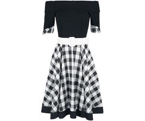 Belsira Schulterfreies Swing-Kleid Mittellanges Kleid schwarz weiß in XXL