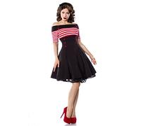 Belsira Sexy Vintage-Kleid Rockabilly 50er Schwarz Rot Weiß Knöpfen Cocktailkleid Retro