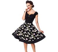 Belsira Vintage Kleid Frauen Mittellanges Kleid schwarz 3XL