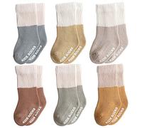 Belsmi Baby Mädchen Jungen Socken Anti Rutsch Dicke Winter Warm Lang kniehohe Strumpf Röhrensocken Manschette Baumwolle 6er Pack (1-3 Jahre (M), Stil C)