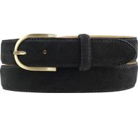 BELTINGER Damen-Gürtel aus Veloursleder 3,0 cm | Velour-Ledergürtel für Damen 30mm | Wildleder-Gürtel mit runder, goldener Gürtelschließe | Schwarz 105cm