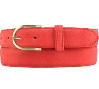 BELTINGER Damen-Gürtel aus Veloursleder 3,0 cm | Velour-Ledergürtel für Damen 30mm | Wildleder-Gürtel mit runder, goldener Gürtelschließe | Rot 105cm